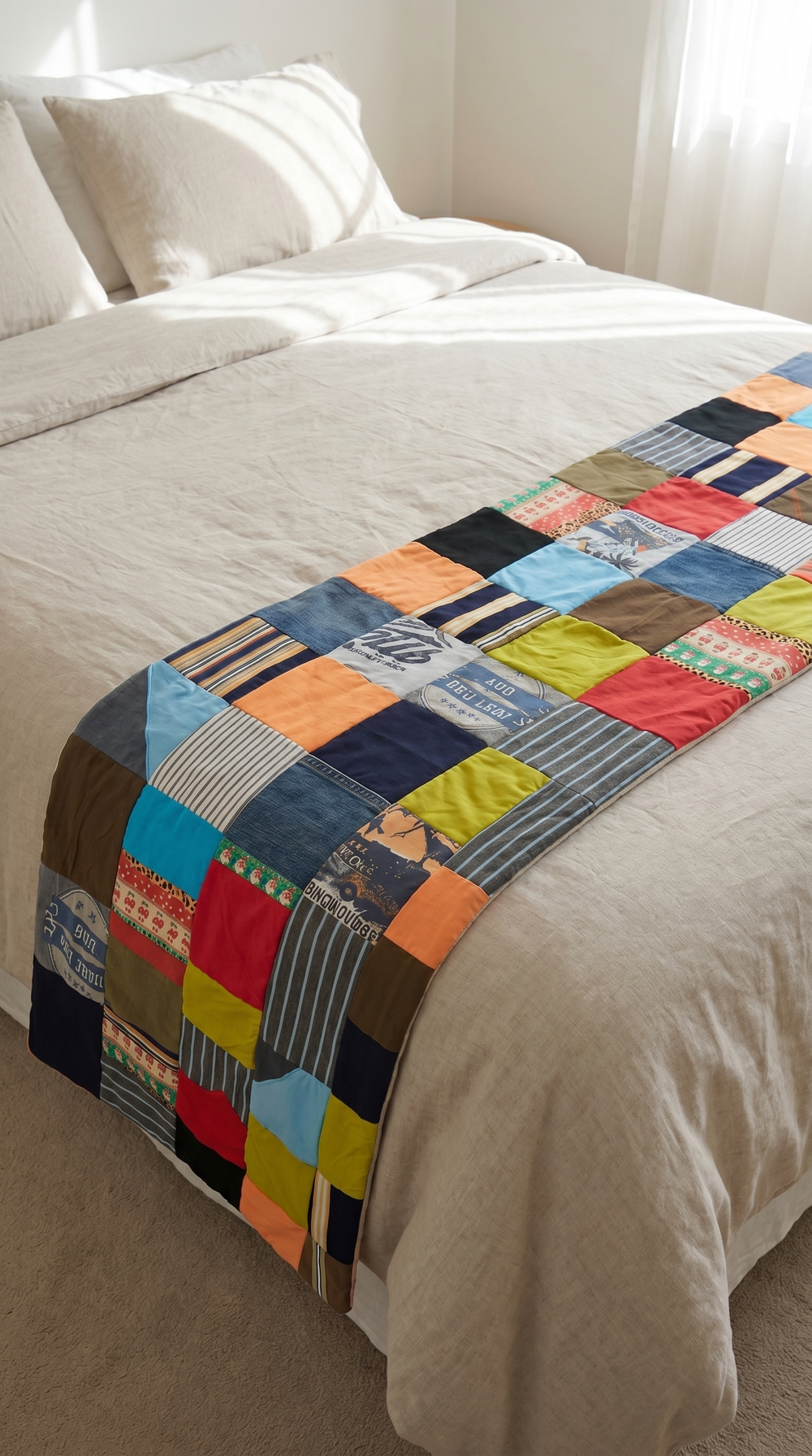 Herinneringsbedloper van kleding handgemaakt door Stof vol Verhalen