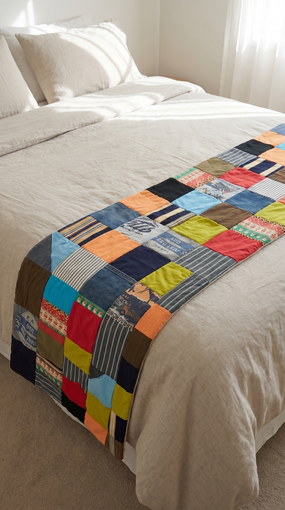 Herinneringsbedloper van kleding handgemaakt door Stof vol Verhalen